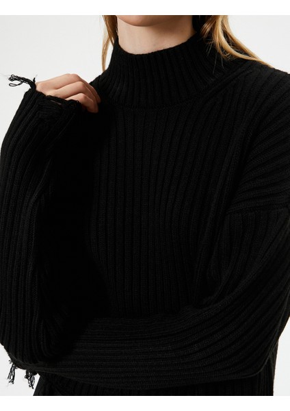 Boğazlı Kazak Uzun Kollu Kaşkorse Yıpratma Detaylı indirimleri