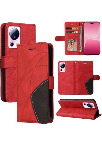 Kart Yuvası Standı ile Xiaomi 13 Lite Için Kılıf Pu Deri Flip Folio Kılıf (Yurt Dışından)