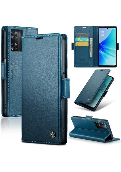 Oppo A77 4G/A77S Kickstand Cüzdan Kılıf Anti Dolandırıcılık Durumda (Yurt Dışından)