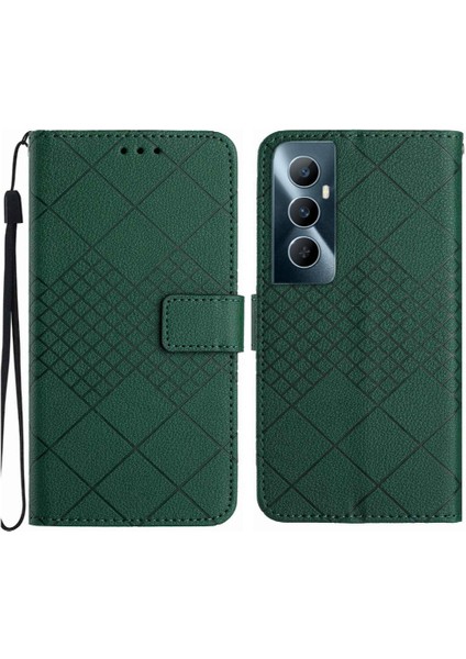 Realme C65 Için Flip Case 4g Elmas Kabartmalı Manyetik Kapak Cüzdan Pu ile (Yurt Dışından)