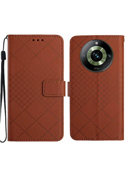 El Kayışı Cüzdan Pu Kartı ile Realme 11 Pro Manyetik Kapak Için Flip Case (Yurt Dışından)
