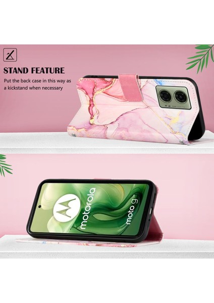 Motorola Moto G24 4G/G04 4g Pu Deri Kickstand Cüzdan Mermer Için Kılıf (Yurt Dışından) fırsatları