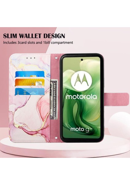 Motorola Moto G24 4G/G04 4g Pu Deri Kickstand Cüzdan Mermer Için Kılıf (Yurt Dışından) indirimleri