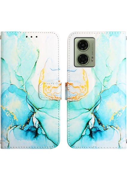 Motorola Moto G24 4G/G04 4g Pu Deri Kickstand Cüzdan Mermer Için Kılıf (Yurt Dışından)