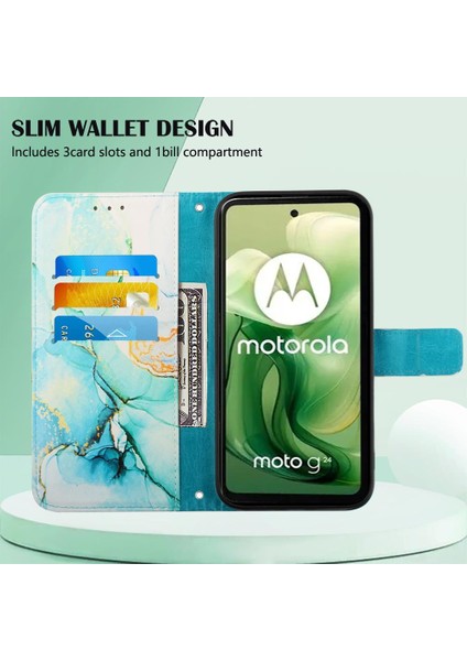 Motorola Moto G24 4G/G04 4g Pu Deri Kickstand Cüzdan Mermer Için Kılıf (Yurt Dışından) indirimleri