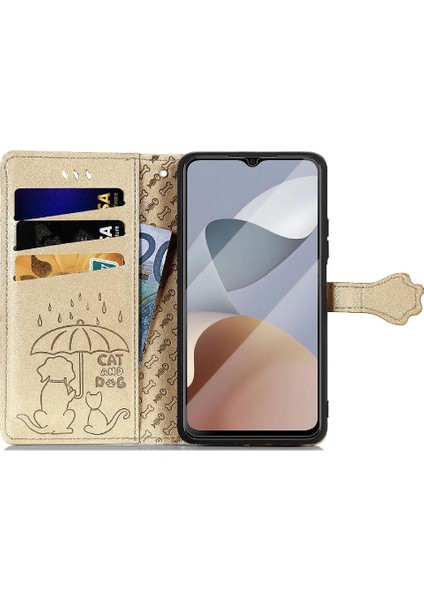 Zte A54 Karikatür Hayvanlar Için Kılıf Deri Kılıf Darbeye Kısa Kayış Flip (Yurt Dışından)