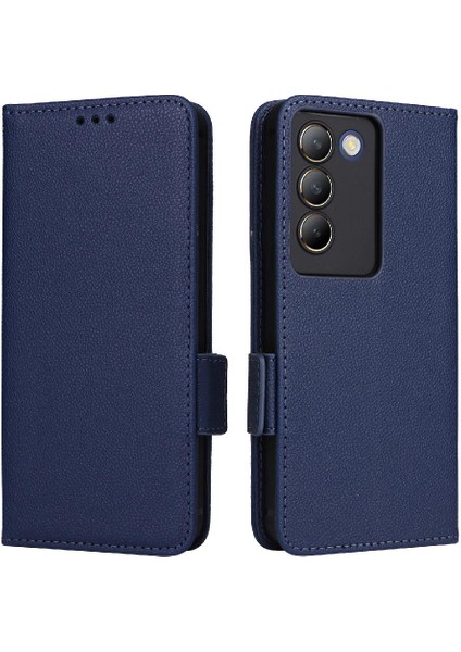 Vivo Y200E 5g Yan Toka Manyetik Cüzdan Kart Yuvaları Tutucu Pu (Yurt Dışından)
