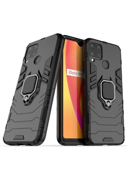 Realme C15 Darbeye Kapak Için Kılıf Kickstand Askeri Damla Koruma (Yurt Dışından)