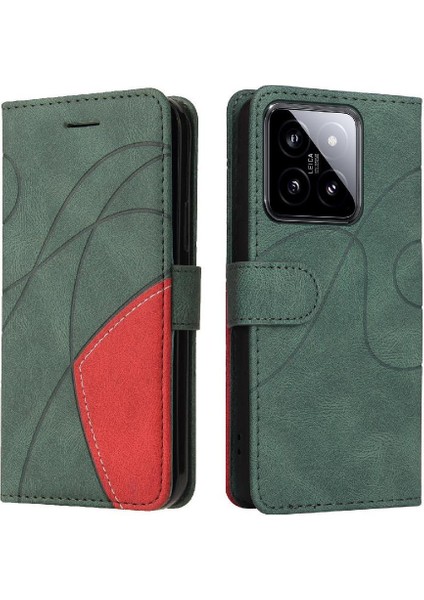 Kart Yuvası Standı ile Xiaomi 14 Pu Deri Flip Folio Kılıf (Yurt Dışından)