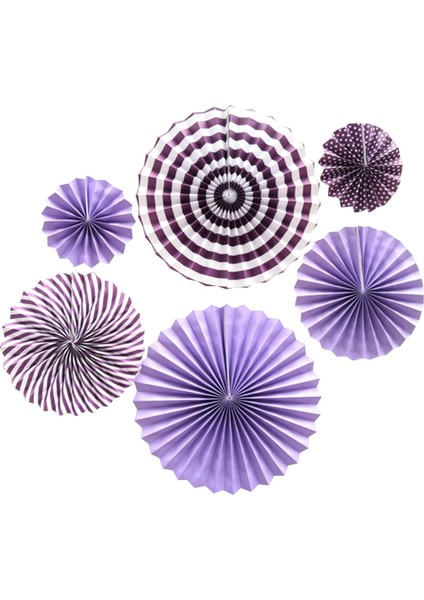 Kağıt Yelpaze Süs Mor Set 6'lı
