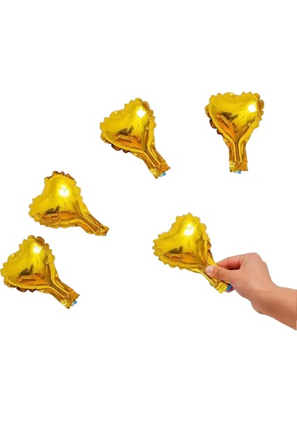 5 inç Mini Kalp Folyo Balon Gold 5 Adet