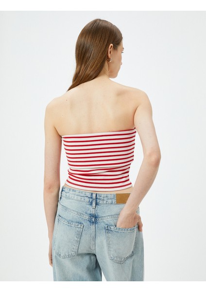 Straplez Üst Kat Detaylı Ribanalı Slim Fit