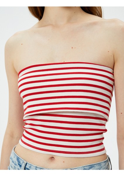 Straplez Üst Kat Detaylı Ribanalı Slim Fit