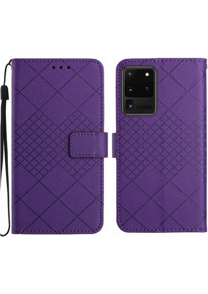 Samsung Galaxy S20 Için Flip Case Ultra Elmas El Kayışı ile Kabartmalı Pu (Yurt Dışından)