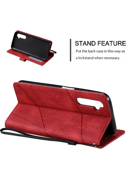 Realme 6 Kart Tutucu Için Kickstand Cüzdan Flip Folio Manyetik Pu (Yurt Dışından) modelleri