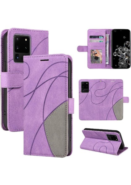 Samsung Galaxy S20 Ultra Pu Deri Flip Folio Kılıf Için Iki Renkli (Yurt Dışından)