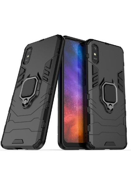 Xiaomi Redmi 9A Için Kılıf 360 &deg; Dönen Halka Askeri Damla Koruma Kapağı (Yurt Dışından)