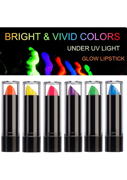 Ece Store Karanlıkta Parlayan Yanan Uv Neon Ruj Yüz Boyama 6 Adet 6 Renk