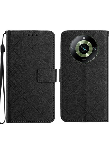 El Kayışı Cüzdan Pu Kartı ile Realme 11 Pro Manyetik Kapak Için Flip Case (Yurt Dışından)