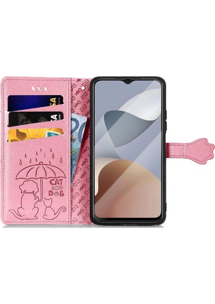 Zte A54 Karikatür Hayvanlar Için Kılıf Deri Kılıf Darbeye Kısa Kayış Flip (Yurt Dışından) modelleri