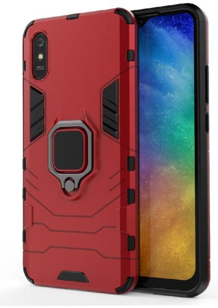 Xiaomi Redmi 9A Için Kılıf 360 &deg; Dönen Halka Askeri Damla Koruma Kapağı (Yurt Dışından)