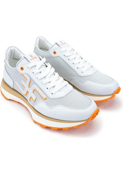 Erkek Deri Beyaz/turuncu Sneakers & Spor Ayakkabı 510 FU0876B Erk Ayk Y24 Bıanco/arancıo