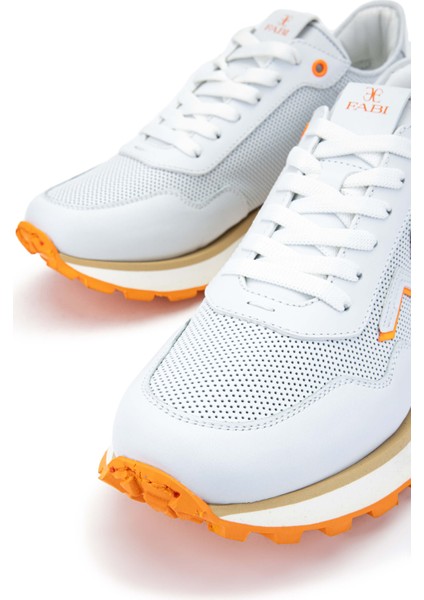 Erkek Deri Beyaz/turuncu Sneakers & Spor Ayakkabı 510 FU0876B Erk Ayk Y24 Bıanco/arancıo