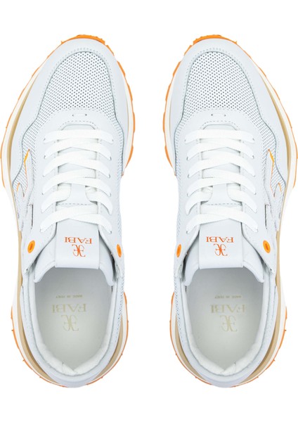 Erkek Deri Beyaz/turuncu Sneakers & Spor Ayakkabı 510 FU0876B Erk Ayk Y24 Bıanco/arancıo