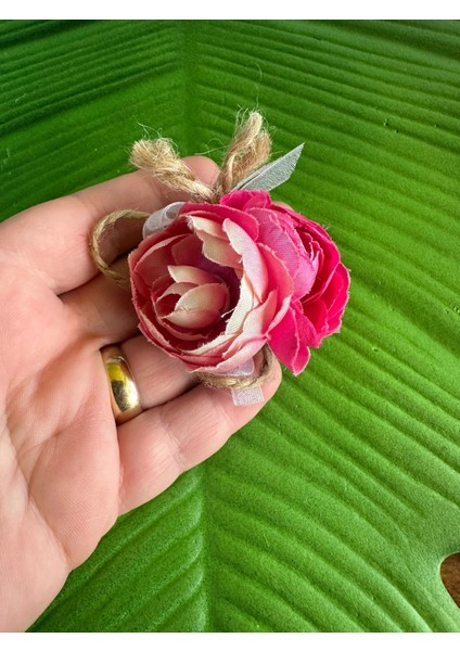 5x5 cm Pembe Güllü Iğneli Broş Yaka Iğnesi Türban Giyim Aksesuarı