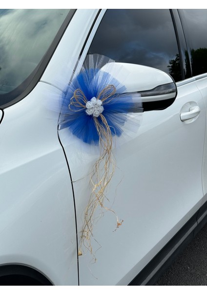 5 Adet Beyaz Mavi Kristal Tül Beyaz Latex Gül Doğal Rafya Detaylı Düğün Nikah Kına Sünnet Konvoy Süsü fiyatları