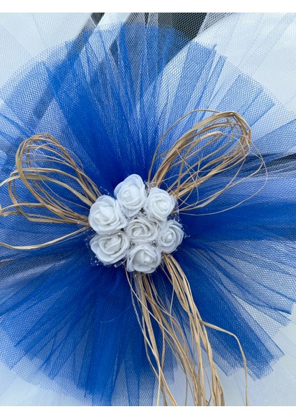 5 Adet Beyaz Mavi Kristal Tül Beyaz Latex Gül Doğal Rafya Detaylı Düğün Nikah Kına Sünnet Konvoy Süsü indirimleri