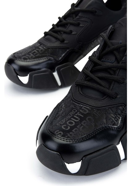 Erkek Deri Siyah Sneakers & Spor Ayakkabı 381 12546-Y Erk Ayk Y24 Sıyah Kms
