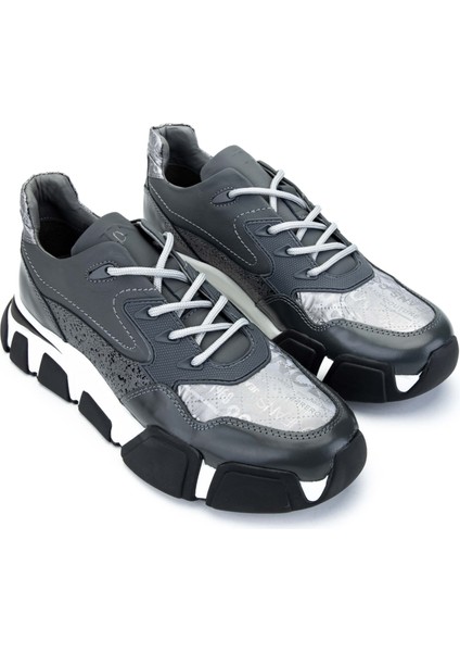 Erkek Deri Gri Sneakers & Spor Ayakkabı 381 12546-Y Erk Ayk Y24 Grı Prst