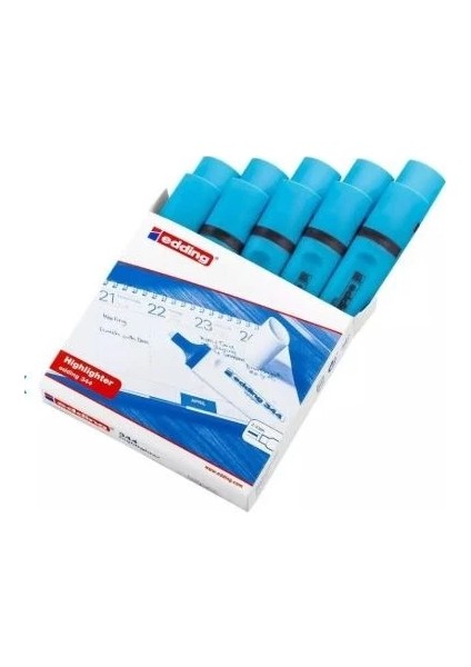 E 344 Fosforlu Kalem Mavi 10'lu