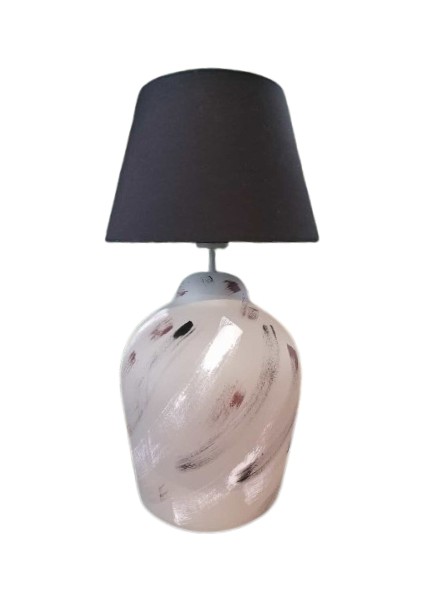 AB132-02 Seramik Küp Abajur-Siyah Şapkalı