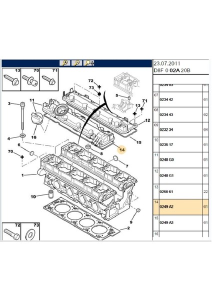 Üst Kapak Contası 306 406 605 806 Xsara XU7JP 1,8 16V (0249A2-18605)