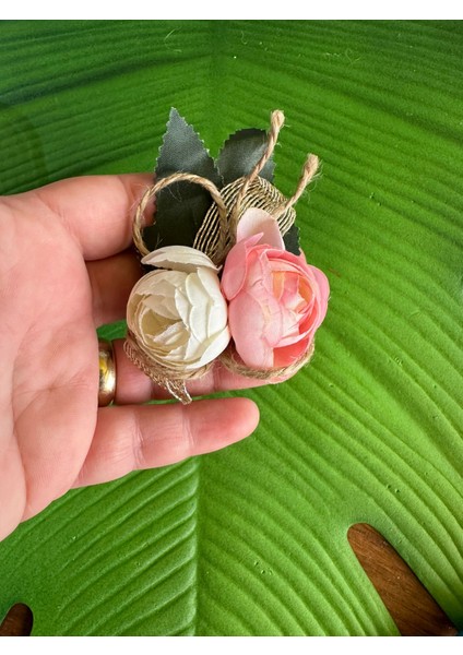 7x5 cm Çift Güllü Tasarım Broş Yaka Iğnesi Türban Iğnesi