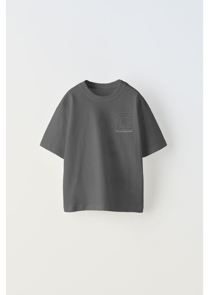 Updated Simplicity Yazılı Desen Tasarım Baskılı Füme Çocuk T-Shirt