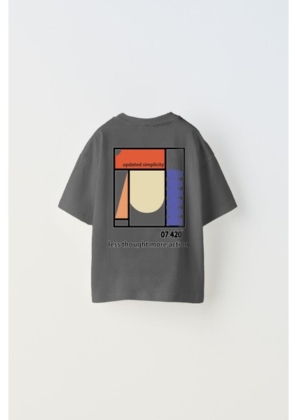 Updated Simplicity Yazılı Desen Tasarım Baskılı Füme Çocuk T-Shirt fiyatları