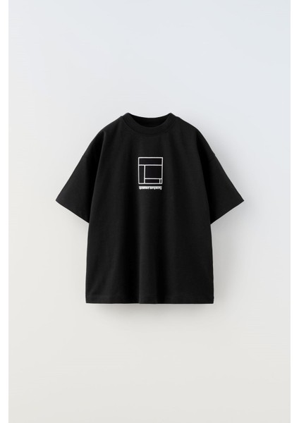 Updated Simplicity Yazılı Desen Tasarım Baskılı Siyah Çocuk T-Shirt fırsatları