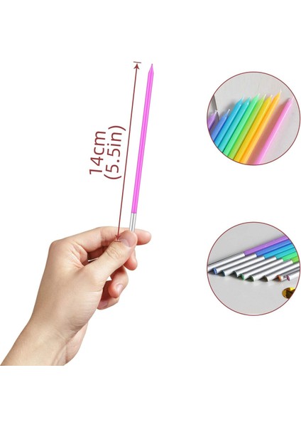 Gökkuşağı Renkli Mum 14 cm 10 Lu indirimleri