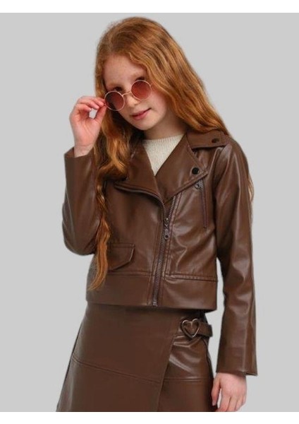 Kız Çocuk Fermuar Detaylı Deri Ceket fiyatları