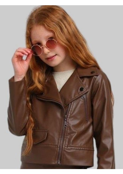 Kız Çocuk Fermuar Detaylı Deri Ceket modelleri
