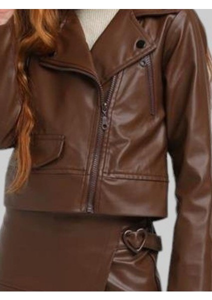 Kız Çocuk Fermuar Detaylı Deri Ceket indirimleri