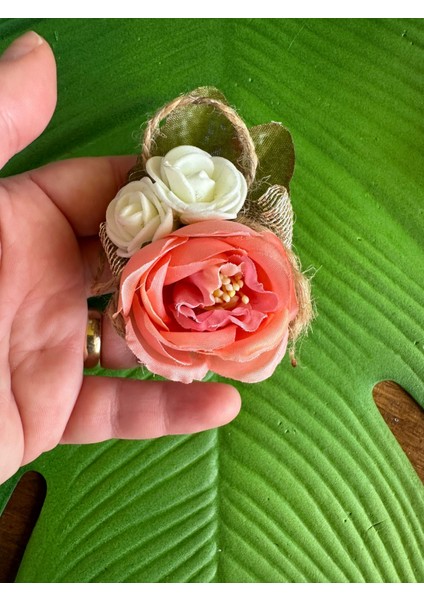 8x6 cm Güllü Tasarım Kabartma Iğneli Broş Yaka Iğnesi Türban Giyim Aksesuarı