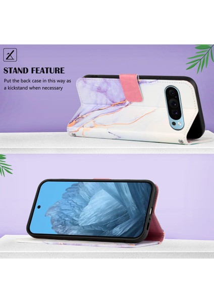 Google Piksel 9 Mermer Desen Kickstand Cüzdan Pu Deri Için Kılıf (Yurt Dışından) fırsatları