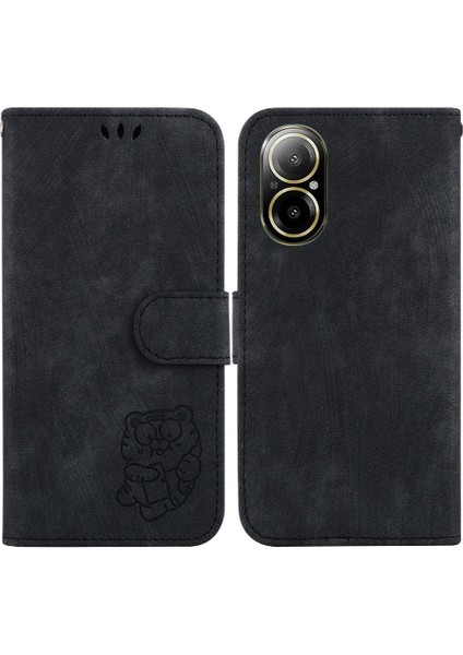 Realme C67 4g Kart Cep Flip Için Kılıf Folio Kabartmalı Sevimli Kaplan Cüzdan (Yurt Dışından)