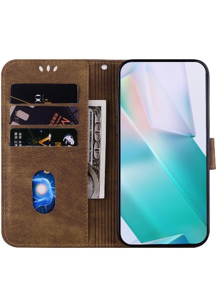 Oppo RENO11 F Için Kılıf Cüzdan Kılıf Flip Folio Kabartmalı Sevimli Kaplan Kartı (Yurt Dışından)