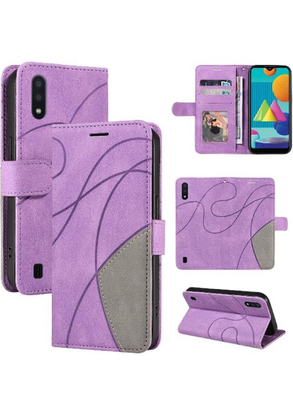 Samsung Galaxy A02/M02 Iki Renkli Dikiş Kickstand Koruyucu Kılıf (Yurt Dışından)