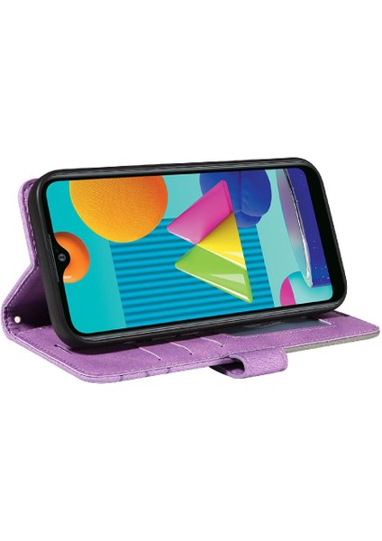 Samsung Galaxy A02/M02 Iki Renkli Dikiş Kickstand Koruyucu Kılıf (Yurt Dışından)